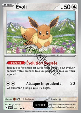 Carte Pokémon Évoli Reverse n°143 de la série Étincelles Déferlantes
