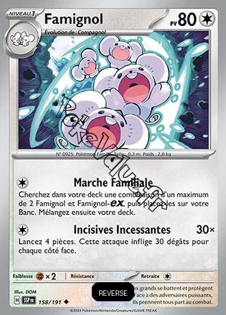 Carte Pokémon Famignol  Reverse n°158 de la série Étincelles Déferlantes