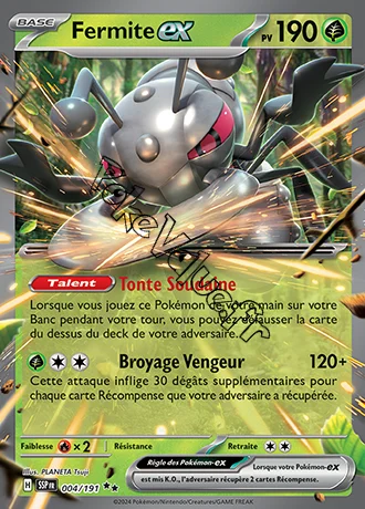 Carte Pokémon Fermite ex  n°004 de la série Étincelles Déferlantes