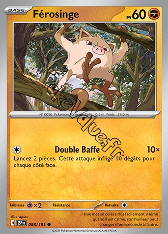 Carte Pokémon Férosinge  n°098 de la série Étincelles Déferlantes
