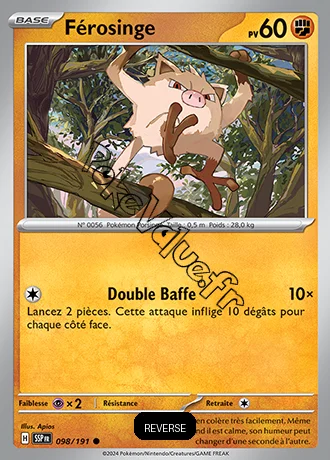 Carte Pokémon Férosinge  Reverse n°098 de la série Étincelles Déferlantes