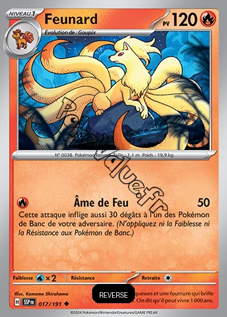 Carte Pokémon Feunard  Reverse n°017 de la série Étincelles Déferlantes