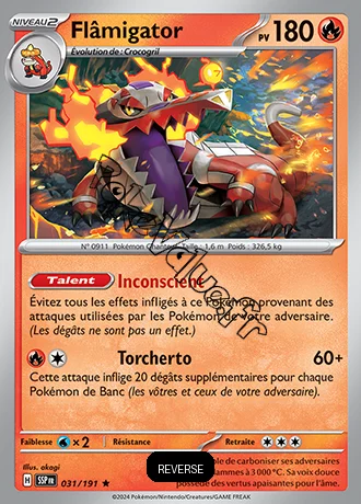 Carte Pokémon Flâmigator Reverse n°031 de la série Étincelles Déferlantes