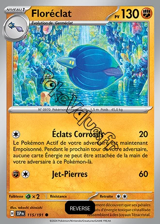 Carte Pokémon Floréclat  Reverse n°115 de la série Étincelles Déferlantes