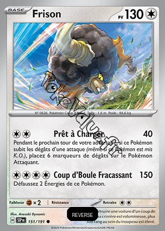 Carte Pokémon Frison  Reverse n°151 de la série Étincelles Déferlantes