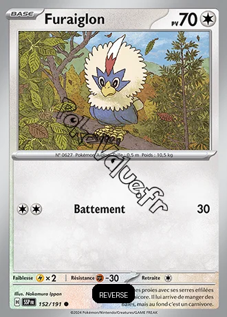 Carte Pokémon Furaiglon  Reverse n°152 de la série Étincelles Déferlantes