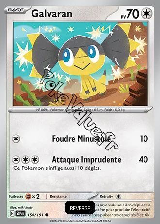 Carte Pokémon Galvaran  Reverse n°154 de la série Étincelles Déferlantes