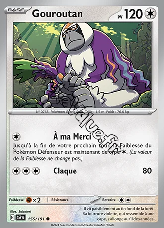 Carte Pokémon Gouroutan  n°156 de la série Étincelles Déferlantes