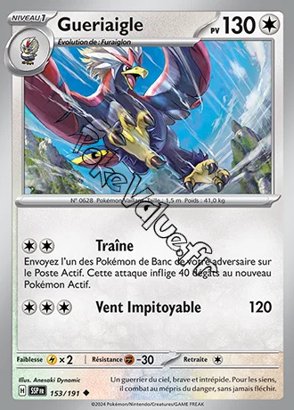 Carte Pokémon Gueriaigle  n°153 de la série Étincelles Déferlantes