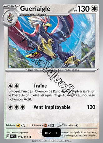 Carte Pokémon Gueriaigle  Reverse n°153 de la série Étincelles Déferlantes