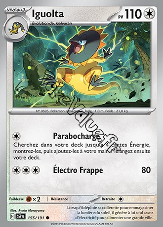 Carte Pokémon Iguolta  n°155 de la série Étincelles Déferlantes