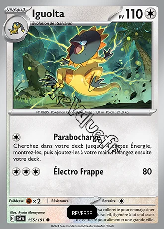 Carte Pokémon Iguolta  Reverse n°155 de la série Étincelles Déferlantes