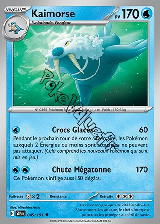 Carte Pokémon Kaimorse  n°045 de la série Étincelles Déferlantes