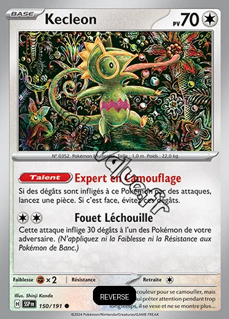 Carte Pokémon Kecleon  Reverse n°150 de la série Étincelles Déferlantes