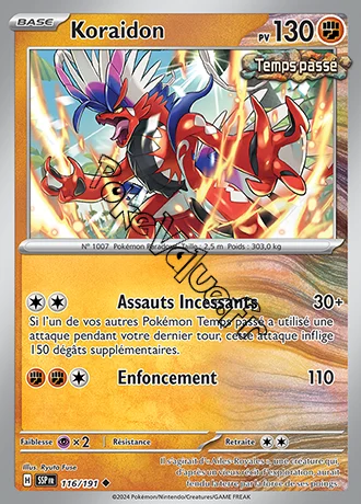Carte Pokémon Koraidon  n°116 de la série Étincelles Déferlantes