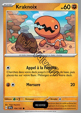 Carte Pokémon Kraknoix  Reverse n°104 de la série Étincelles Déferlantes