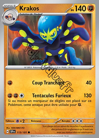 Carte Pokémon Krakos  n°113 de la série Étincelles Déferlantes