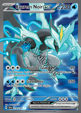 Carte Pokémon Kyurem Noir ex  n°218 de la série Étincelles Déferlantes