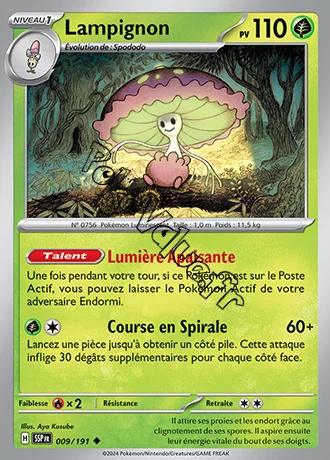 Carte Pokémon Lampignon  n°009 de la série Étincelles Déferlantes