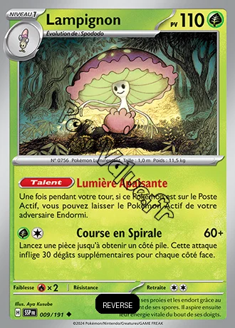 Carte Pokémon Lampignon  Reverse n°009 de la série Étincelles Déferlantes