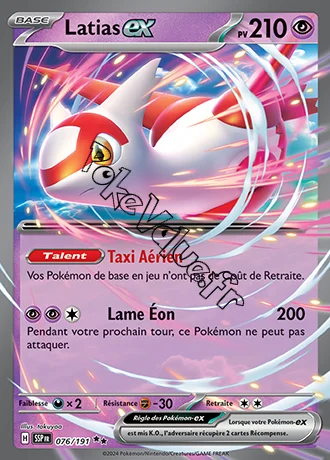 Carte Pokémon Latias ex  n°076 de la série Étincelles Déferlantes