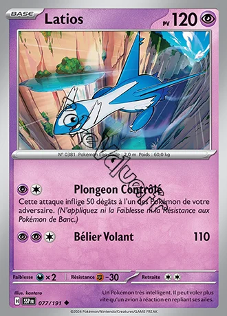 Carte Pokémon Latios  n°077 de la série Étincelles Déferlantes