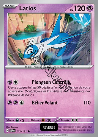Carte Pokémon Latios  Reverse n°077 de la série Étincelles Déferlantes