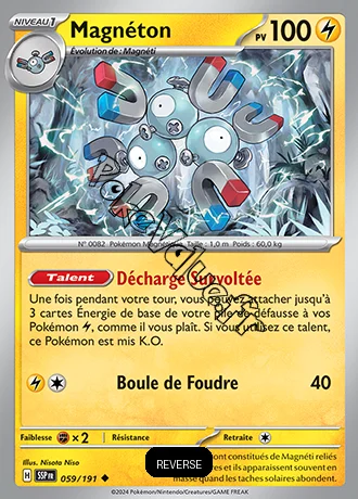 Carte Pokémon Magnéton Reverse n°059 de la série Étincelles Déferlantes