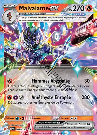 Carte Pokémon Malvalame ex  n°036 de la série Étincelles Déferlantes