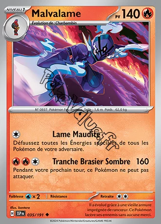 Carte Pokémon Malvalame  n°035 de la série Étincelles Déferlantes