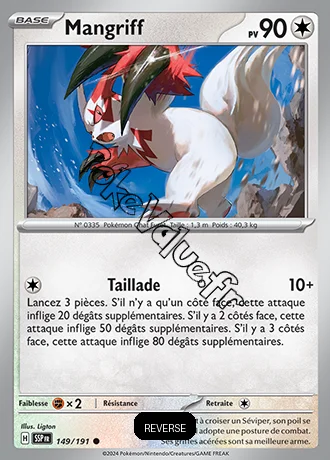 Carte Pokémon Mangriff  Reverse n°149 de la série Étincelles Déferlantes