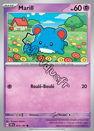 Carte Pokémon Marill  n°073 de la série Étincelles Déferlantes