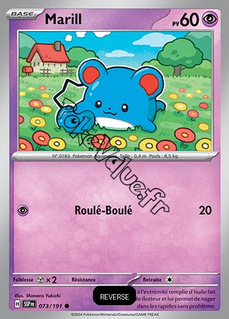 Carte Pokémon Marill  Reverse n°073 de la série Étincelles Déferlantes