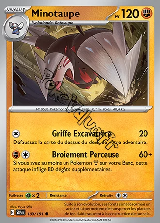 Carte Pokémon Minotaupe  n°109 de la série Étincelles Déferlantes