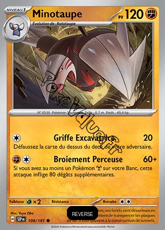Carte Pokémon Minotaupe  Reverse n°109 de la série Étincelles Déferlantes