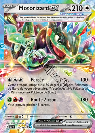 Carte Pokémon Motorizard ex  n°159 de la série Étincelles Déferlantes