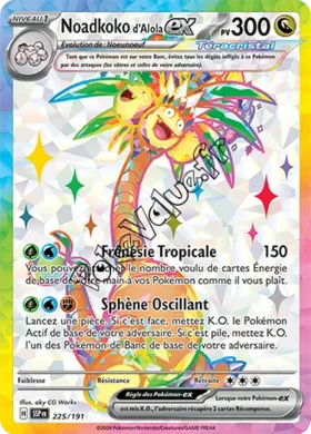 Carte Pokémon Noadkoko d’Alola ex n°225 de la série Étincelles Déferlantes