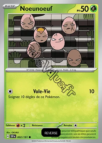 Carte Pokémon Noeunoeuf  Reverse n°002 de la série Étincelles Déferlantes