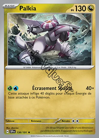 Carte Pokémon Palkia  n°136 de la série Étincelles Déferlantes