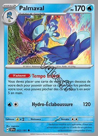 Carte Pokémon Palmaval  n°052 de la série Étincelles Déferlantes