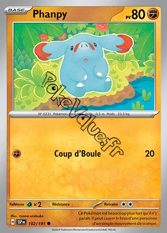 Carte Pokémon Phanpy  n°102 de la série Étincelles Déferlantes
