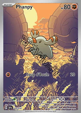 Carte Pokémon Phanpy  n°205 de la série Étincelles Déferlantes