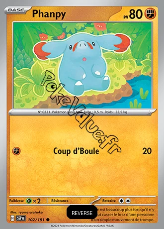 Carte Pokémon Phanpy  Reverse n°102 de la série Étincelles Déferlantes