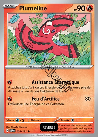 Carte Pokémon Plumeline  Reverse n°026 de la série Étincelles Déferlantes