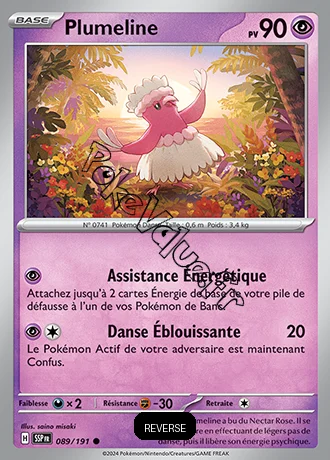 Carte Pokémon Plumeline  Reverse n°089 de la série Étincelles Déferlantes