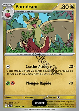 Carte Pokémon Pomdrapi  Reverse n°139 de la série Étincelles Déferlantes
