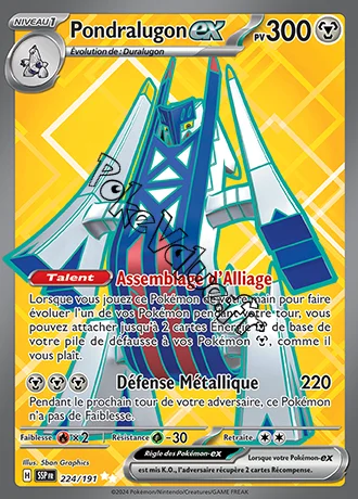 Carte Pokémon Pondralugon ex  n°224 de la série Étincelles Déferlantes