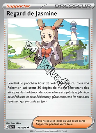 Carte Pokémon Regard de Jasmine n°178 de la série Étincelles Déferlantes