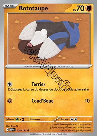 Carte Pokémon Rototaupe  n°108 de la série Étincelles Déferlantes