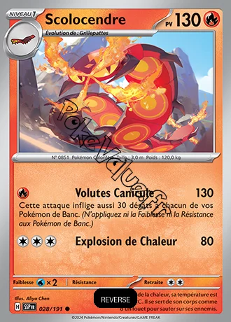 Carte Pokémon Scolocendre  Reverse n°028 de la série Étincelles Déferlantes